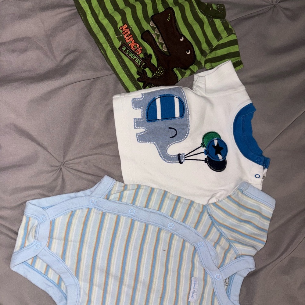 Set of Three Baby Onesies with Animal Prints